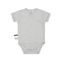 Organicera Organicera Organik Kısa Kollu Kimono Body, Gri Melanj Çizgili Gri