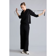 Defacto Relax Fit Şerit Detaylı Geniş Paça Standart Boy Modal Sporcu Eşofman Altı H7168ax26aubk81 Siyah-bk81