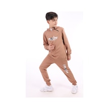 Toontoy Kids Toontoy Erkek Çocuk Baskılı Eşofman Takım Kahverengi