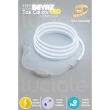 20 Metre Flexvolt 220v Fişli Soğuk Beyaz Neon Led Şerit Işık Tak Çalıştır Profesyonel Sistem