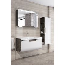 Tales 100 Cm Banyo Dolabı - Retro Gümüş / Beyaz (Boy Dolap Hariç)