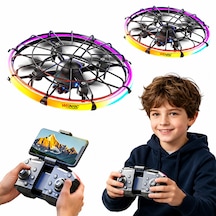 Ufo Tasarımlı Rgb Led Işıklı Hd Kameralı Drone Koruma Kafesli