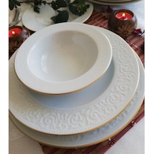 Kütahya Porselen Açelya 48 Parça 12 Kişilik Yaldızlı Yemek Takımı