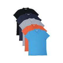 Erkek Regular Fit Polo Yaka 5li T-shirt Çok Renkli