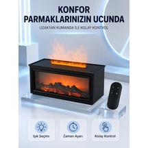 Dekoratif Şömine Görünümlü Nemlendirici Uzaktan Kumandalı Renkli Led Işıklı Difüzör - Lisinya Çok Renkli