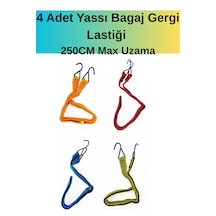 250cm Uzar-4 Adet Yassı Tip Bagaj Lastik - 85-90 Cm Demir Kancalı Karışık Renk