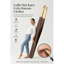 Çelik Düz Kare Uçlu Hassas Cımbız - 9 Cm Profesyonel Kaş, Bıyık Ve İnce Tüy Alma Epilasyon Cımbızı Solingen Professional 718477