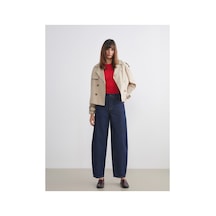 LC Waikiki Alıta Cıty Farkıyla Lcw Jeans İndigo Denim Düz Balloon Fit Yüksek Bel Daralan Paça Kadın Jean Pantol İndigo - 925400066 İndigo