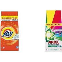 Alo 10 Kg Kar Çiçeği Ferahlğı Beyazlar Ve Renkliler Hızlı Çözülme Toz Deterjan Ve Ariel Dağ Esintisi Renklilere Özel 12 Kg Hızlı Çözünme Toz Çamaşır Deterjanı