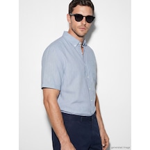 Lcwaıkıkı Classic Mavi Regular Fit Armürlü Erkek Gömlek