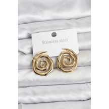 316l Çelik Gold Renk Sarmal Model Kadın Küpe Çok Renkli 316l Çelik Gold Renk Sarmal Model Kadın Küpe Çok Renkli