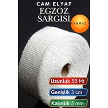 50 Metre 3 Cm Cam Elyaf Egzoz Sargısı Manifold Sargı Bezi Yanmaz Bant 5 Mm Kalınlık Isıya Dayanıklı Yanmaz Isı Yalıtım Bandı Motorsiklet Araba Egzoz Koruma Bezi Termal Sargı