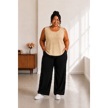 Sngl Tekstil Kadın Büyük Beden Simli Kolsuz Bluz 3xl 4xl 5xl 6xl 7xl 8xl 9xl Dore Simli