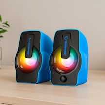 Usb Rgb Işıklı 1+1 6w Multimedya Hoparlör Seti