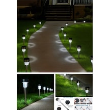 Beyaz Led Işıklı Solar Güneş Enerjili 2 Adet Metal Gövdeli Saplamalı Bahçe Lambası 30 Cm Beyaz Led 2 ADETLİ SET
