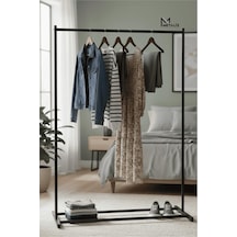 Siyah Metal Konfeksiyon Askısı - Minimalist Elbise Askılığı - Butik Tipi Askı