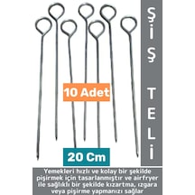 Premium Uzun Ömürlü Isıya Dayanıklı Sebze Et Tavuk Balık Izgara Airfryer Şiş Teli 20 Cm X 10 Adet
