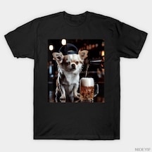 Flood Of Style Chihuahua Bira İçen Kupa İçeren Köpek Memesi Şapkalı Evcil Hayvan Tişörtü Erkekler Ve Kadınla Çok Renkli