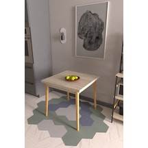 Vilinze Avanos Sabit Mdf Traverten Kare Ahşap Mutfak Masası - 80x80 Cm