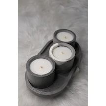 Bottiko Bottiko%100 Soya Wax Beton Dekoratif 3'lü Mum Seti 4 Parça Gri Diğer
