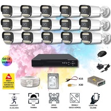 Qromax 15 Kameralı Set - Yapay Zeka Özellikli Gece Renkli Gösteren 5mp Sony Lensli 12 Warm Ledli Fullhd Güvenlik Kamerası Seti 312w-116