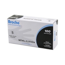Broch S Beden Siyah Pudrasız Nitril Muayene Eldiveni 100lü 5468