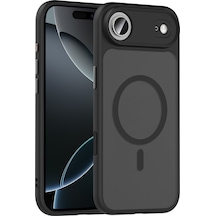 Apple Uyumlu iPhone 17 Air Kılıf Mat Arka Yüzey Wireless Şarj Özellikli Flet M-safe Kılıf Siyah
