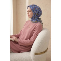 Silk Home Soft Eşarp Floral Line Saks Mavi 90x90 Çok Renkli