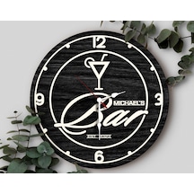 Bk Gift Barlara Özel Dekoratif Siyah Ahşap Duvar Saati 35cm-4 , Bar Duvar Saati , Cafe Duvar Saati , Özel Ahşap Saat Kobitmeyen138334 Bk Gift