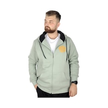 Mode Xl Erkek Sweat Kapşonlu Fermuarlı Karmashek 22538 Su Yeşili 001