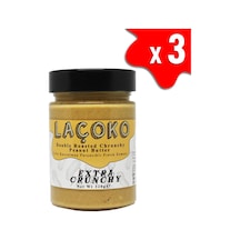 Laçoko Şekersiz Katkısız Glutensiz Vegan Doğal Çifte Kavrulmuş Parçacıklı Yer Fıstığı Ezmesi 3 x 320 G