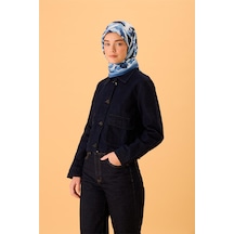 Silk Home Organik Pamuk İpek Eşarp İndigo-siyah-beyaz-gece Mavisi-bebe Mavi Desenli Kaymaz Tok Duruşlu 90x90 Çok Renkli