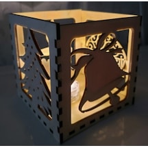 Ahşap Noel Yılbaşı Masaüstü Mumluk Noel Baba Noel Hediyesi