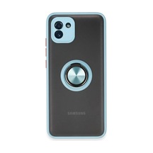 Galaxy A03 Kılıf Montreal Yüzüklü Silikon Kapak - Buz Mavi