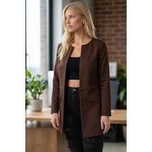 Armonika Kadın Kahve Beli Dikişli Uzun Ceket Arm-26k001091