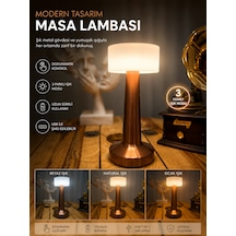 Dekoratif Şarjlı Dokunmatik 3 Renkli Led Masa Lambası Usb-typec Kablolu Abajur Gecelambası Rose Rose Gold