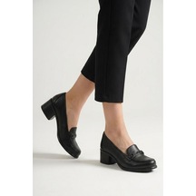 Pisagor Ps-44259 Hakiki Deri Kadın Loafer Ayakkabı Sıyah