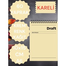 Kareli 10x15 Cm A6 Üstten Açılır Not Defteri Krem Renk Kağıt 60 Yaprak Çok Renkli
