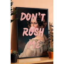 Dont Rush Me Pembe Sakız Balonlu Kadın Çerçeveli Tablo Genç Odası Dekoru Klasik Portre Altered Art