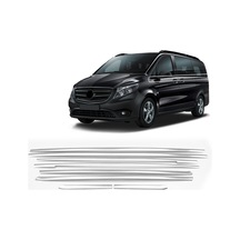 Nova Krom Mercedes Vito W447 Krom Cam Alt Çıtaları 8 Prç. Tek Sürgülü Kapı-l2 Orta Şasi 2014 Üzeri