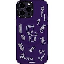 İphone 14 Pro Uyumlu Kılıf Magsafe Şarj Özellikli Desenli Youngkit Plaything Serisi Kapak Beyaz