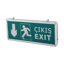 Mey İthalat Cata 9167 Ledli Aşağı Ok Exit Çıkış Armatürü 3 Saat Akülü Yeşil