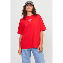 Jjxx Jxalva Loose Ss Prınt Tee Kırmızı Kadın Kısa Kol T-shirt 000000000101993565 Kırmızı