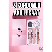 Akıllı Saat Amoled Ekran 3 Kordonlu Aksesuar Hediyeli Sesli Görüş