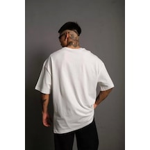 Erkek 24/1 Düz A Kalite Oversize T-shirt - Beyaz Beyaz