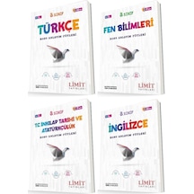 Limit 8. Sınıf Türkçe + Fen + İnkılap + İngilizce Konu Föyleri Seti 4 Kitap 2023