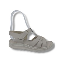 Zerhan 1150 Kadın Krem Cırtlı Yumuşak Taban Comfort Sandalet Ayakkabı Krem