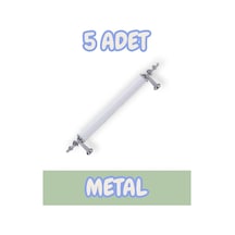 Tuana Rustik Alüminyum Metal Lüks Modern Mobilya Çekmece Mutfak Dolabı Kulpu Beyaz-krom 96mm 5 Adet Beyaz - Krom