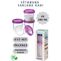4'lü Süt & Mama Saklama Kabı Seti Mor