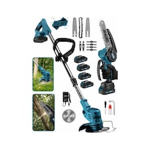 Dragro Drg-21v 2'li Set 21v Çift Akü M Uzatmalı Kollu Çalı Ot Biçme Şarjlı Tırpan Ve Testere 4 Akülü